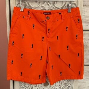 Merona orange, tropical, preppy seahorse print Bermuda shorts size 4 nautical